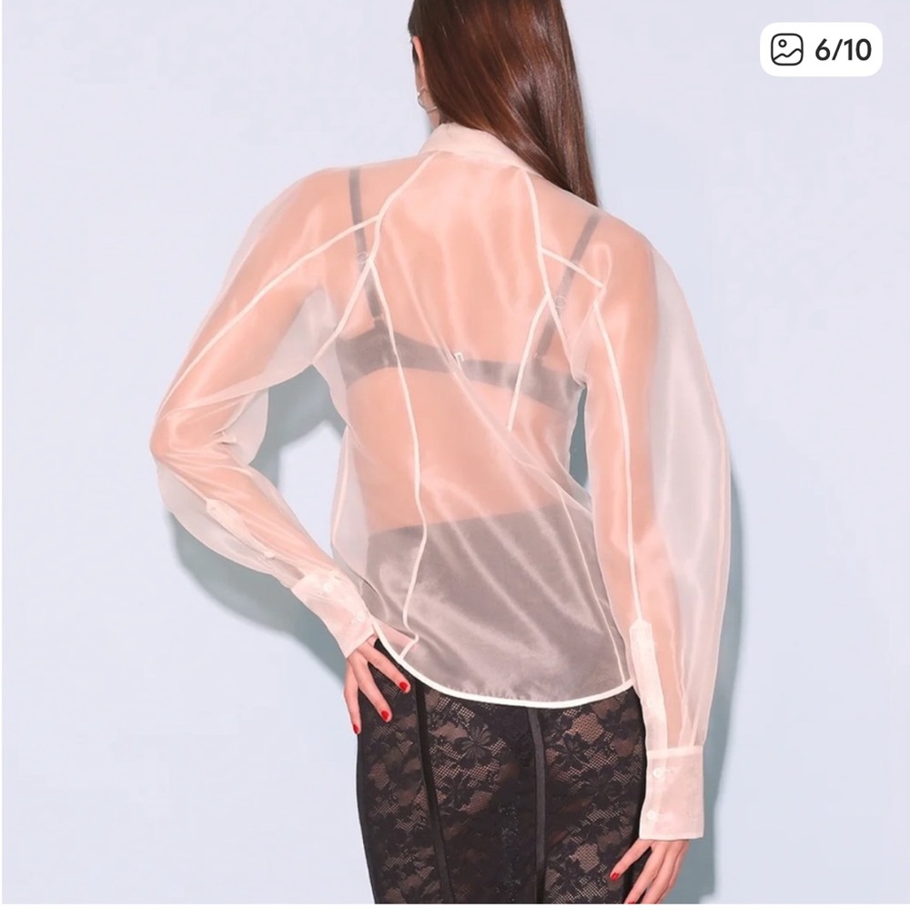 Fleur du Mal Sheer White Silk Blouse - Picture 4 of 11
